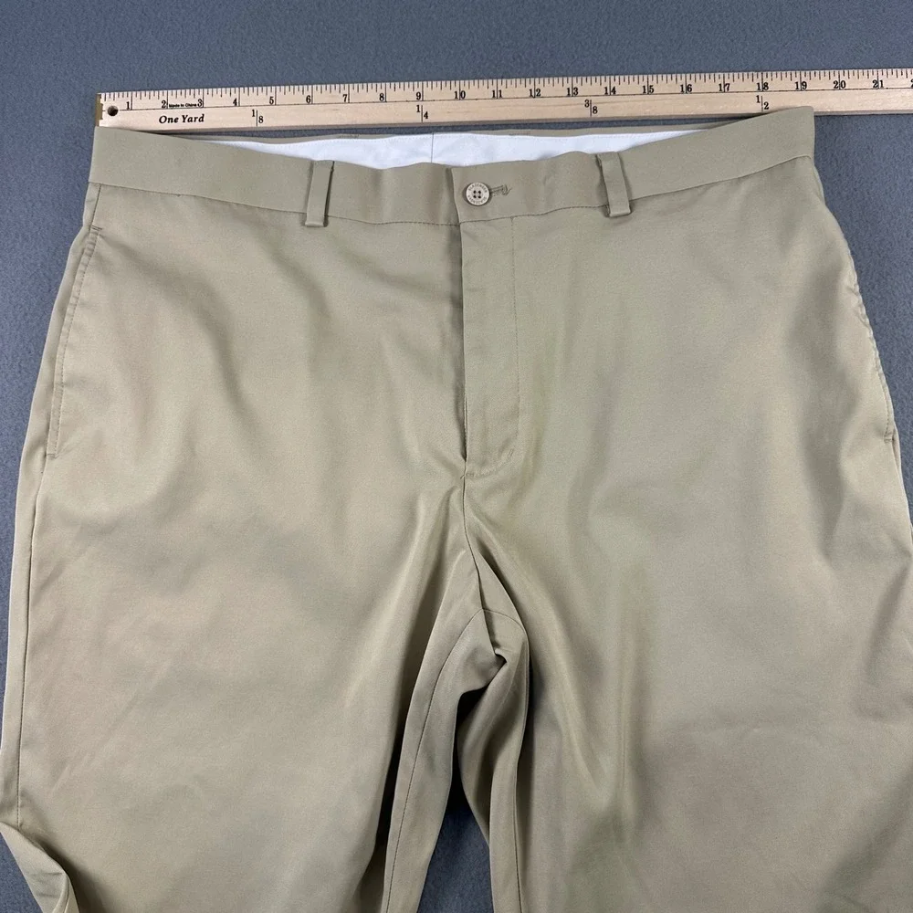 Slazenger Mens Golf Pants Khaki Tan Flat Front Stretch W38 L30 Performance